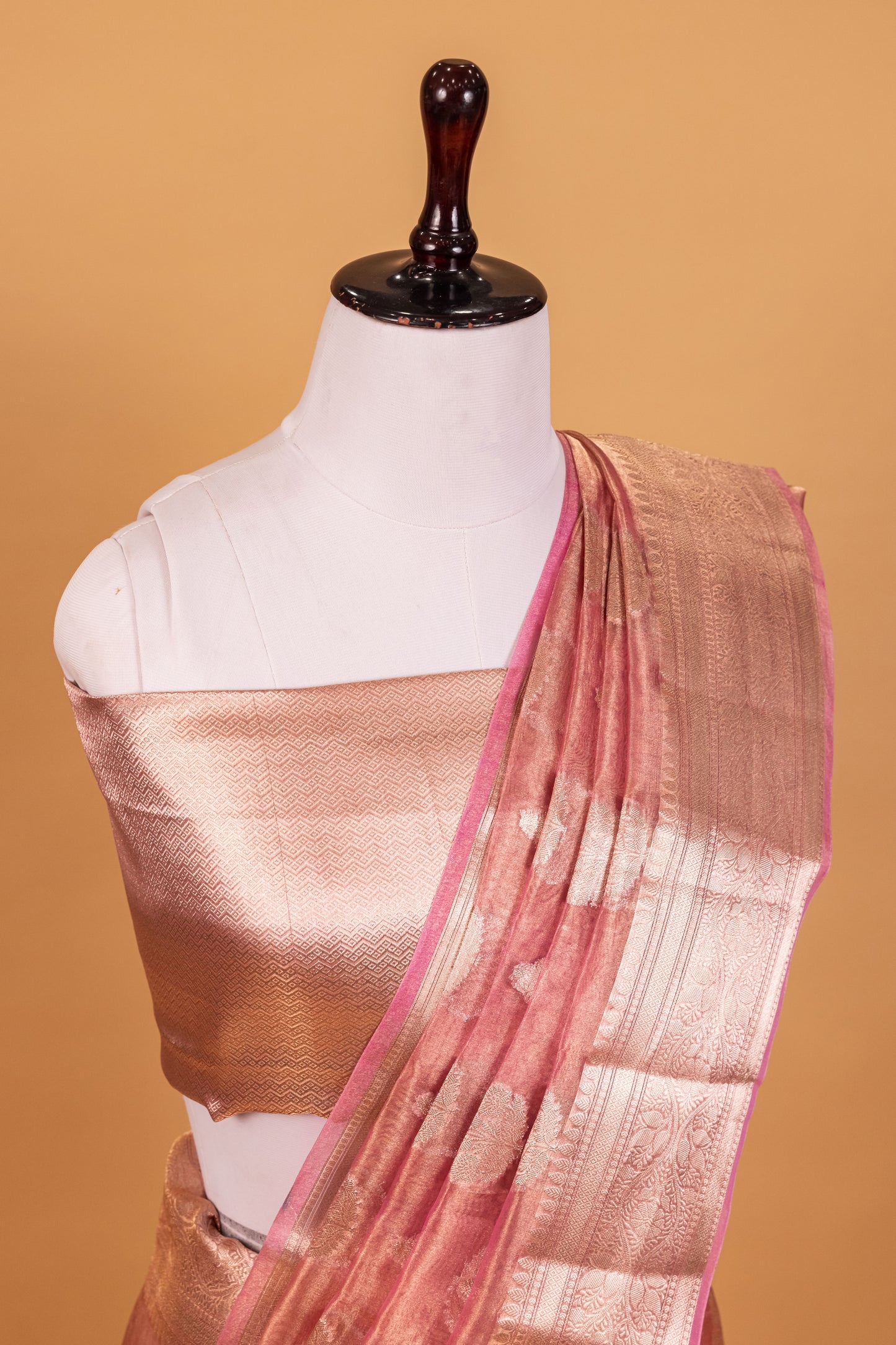 Pink Tissue Pure Silk Dyed Saree - Panaya 