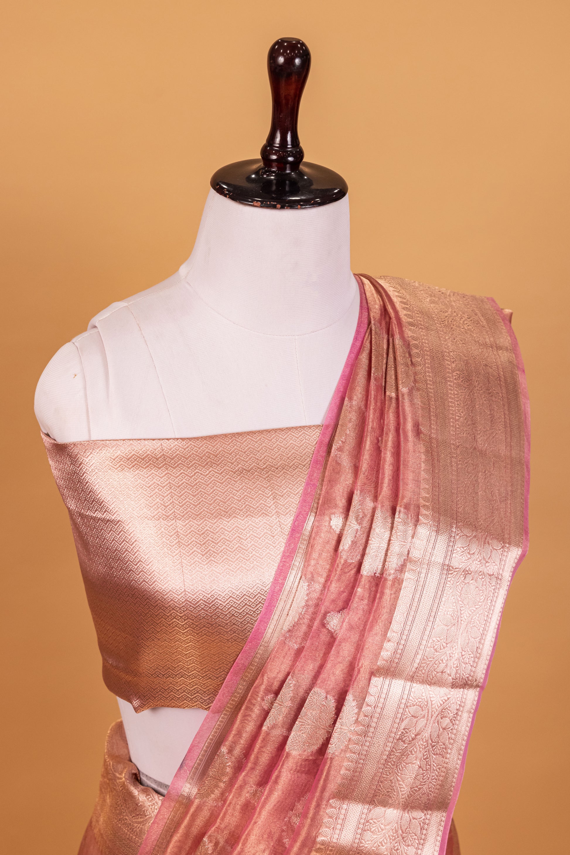 Pink Tissue Pure Silk Dyed Saree