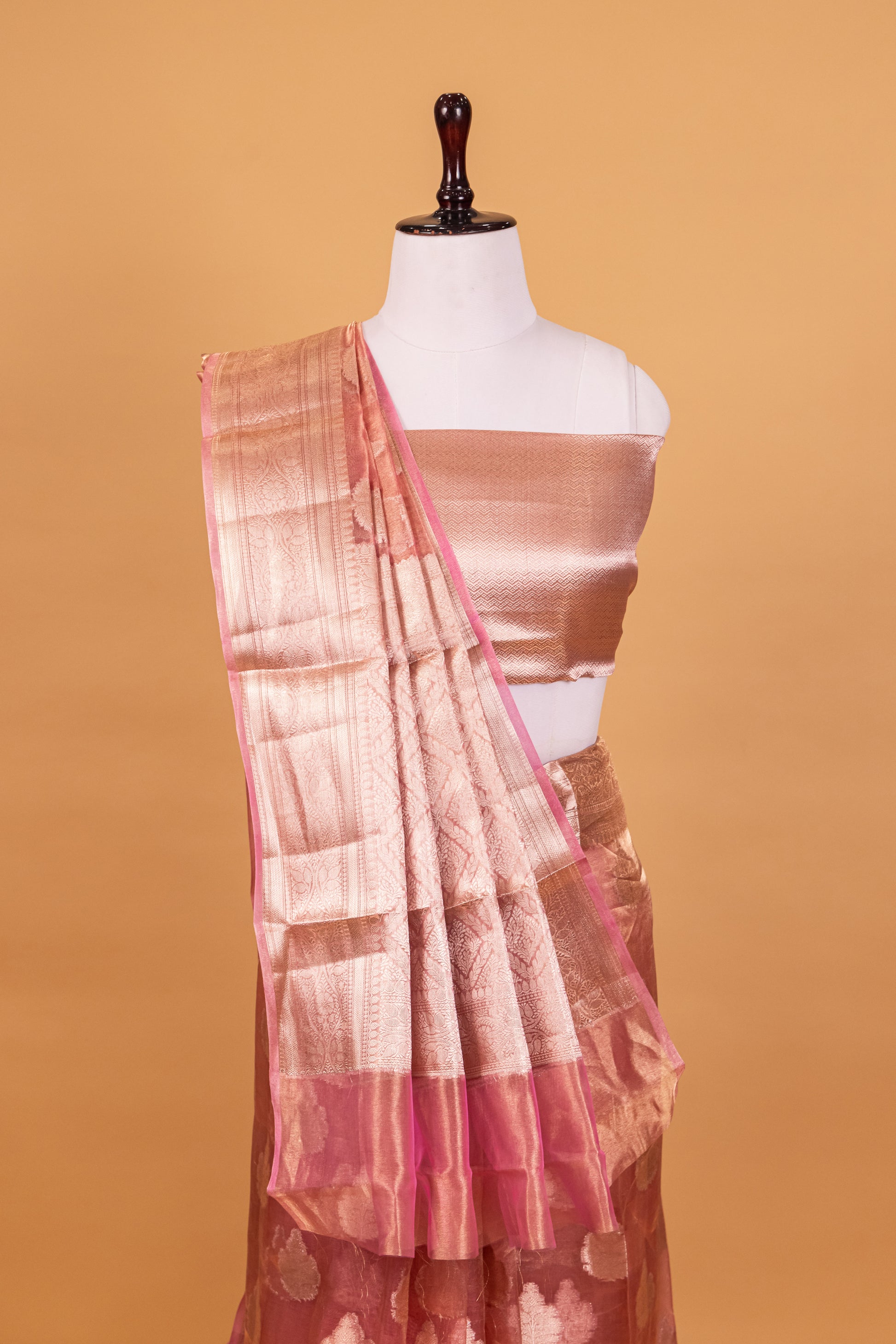 Pink Tissue Pure Silk Dyed Saree