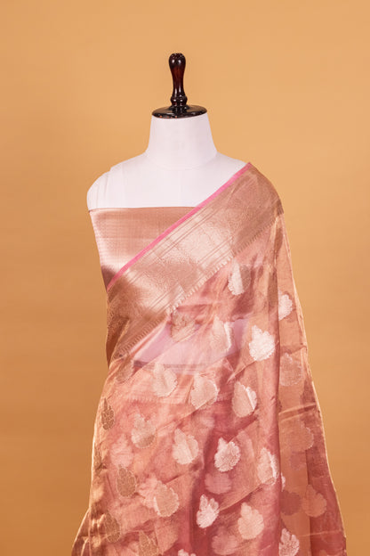 Pink Tissue Pure Silk Dyed Saree - Panaya 