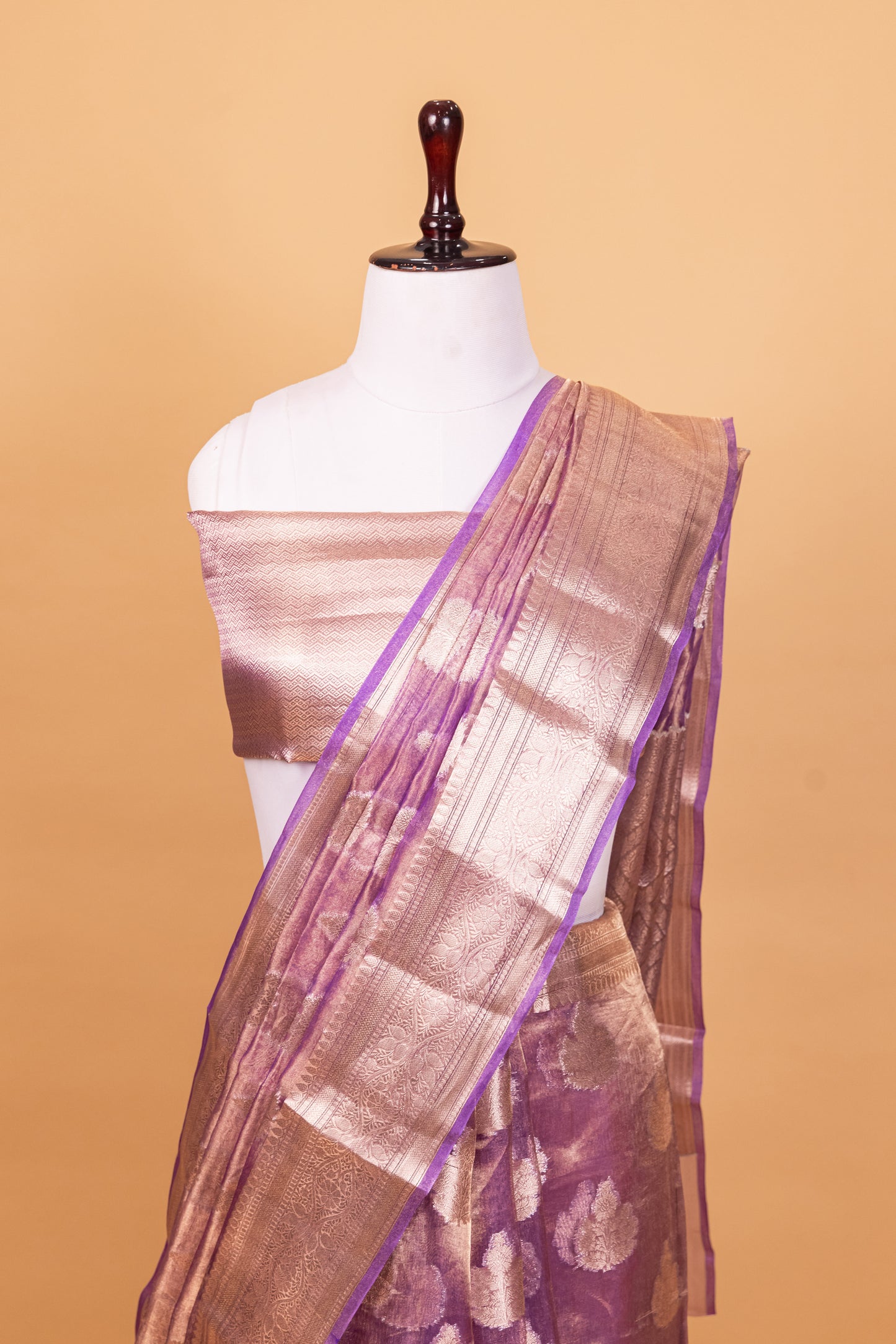 Purple Tissue Pure Silk Dyed Saree - Panaya 