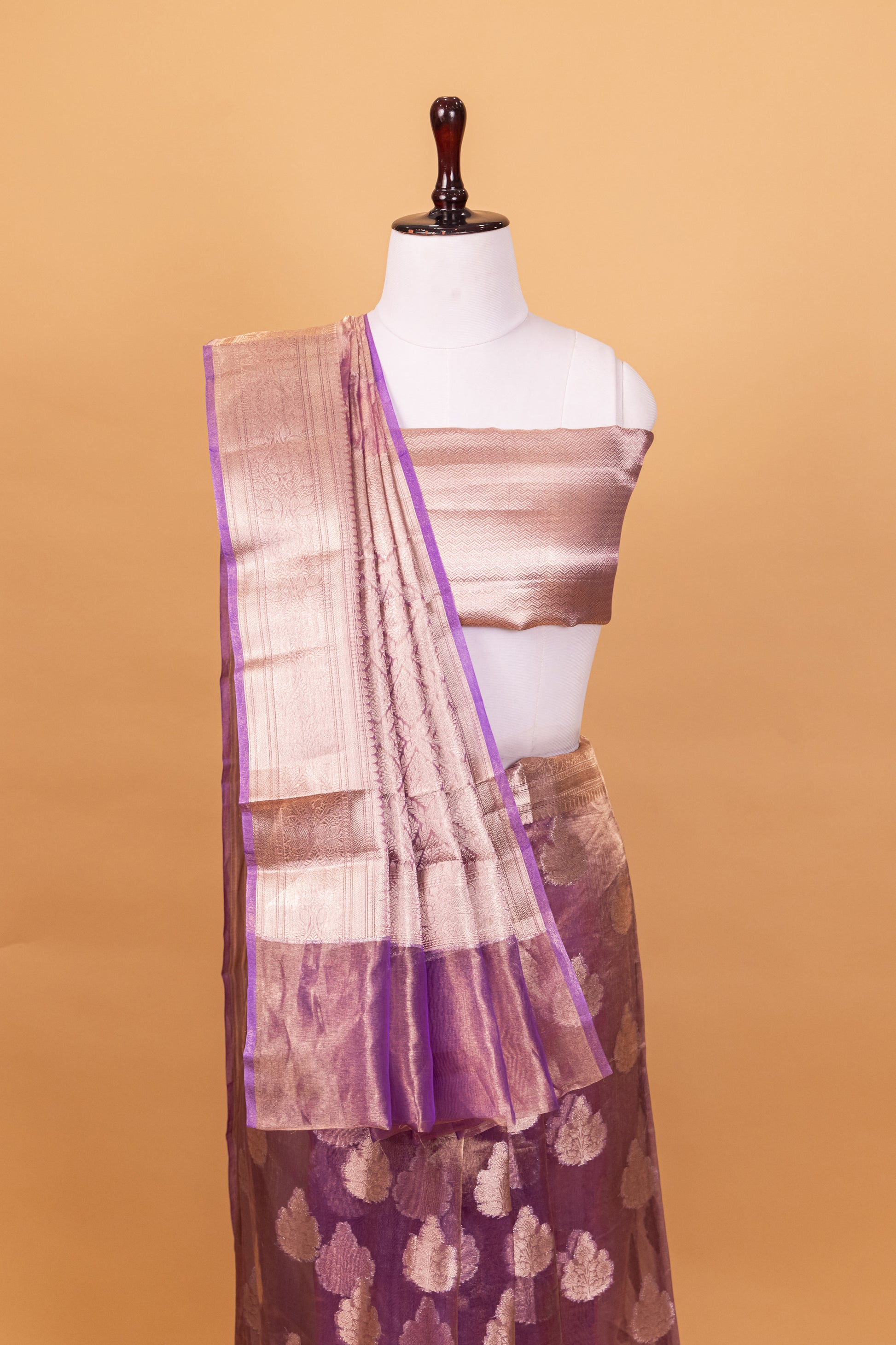 Purple Tissue Pure Silk Dyed Saree