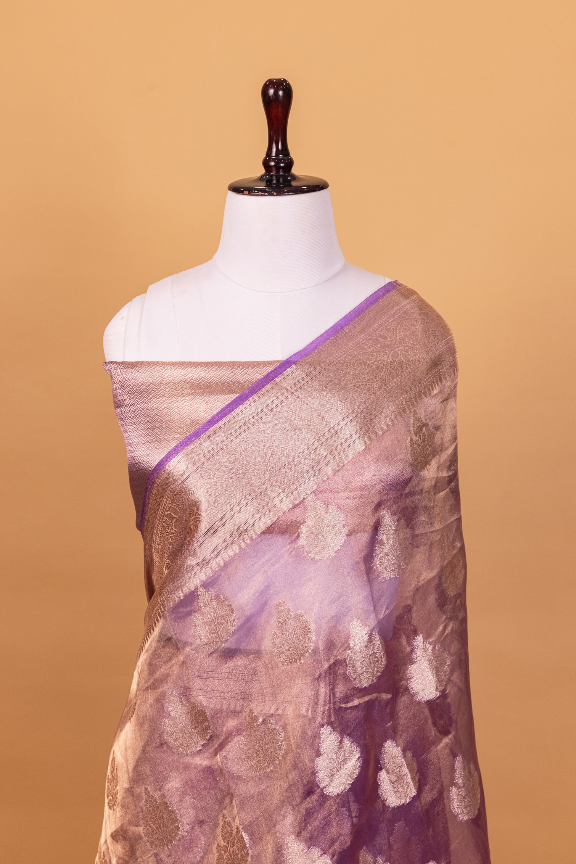 Purple Tissue Pure Silk Dyed Saree