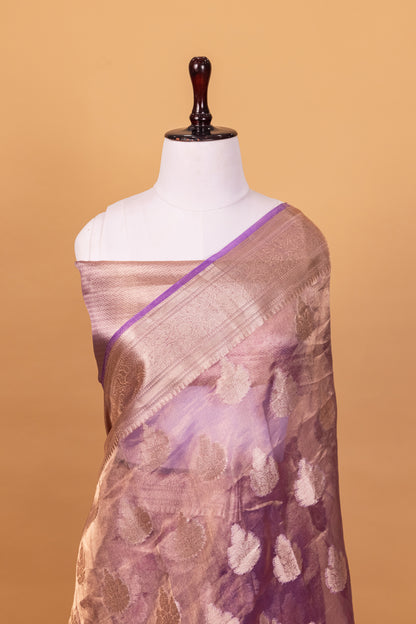 Purple Tissue Pure Silk Dyed Saree - Panaya 