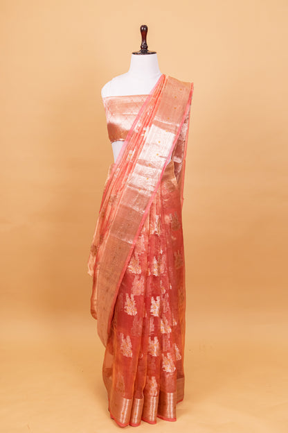 Pink Tissue Pure Silk Dyed Saree - Panaya 