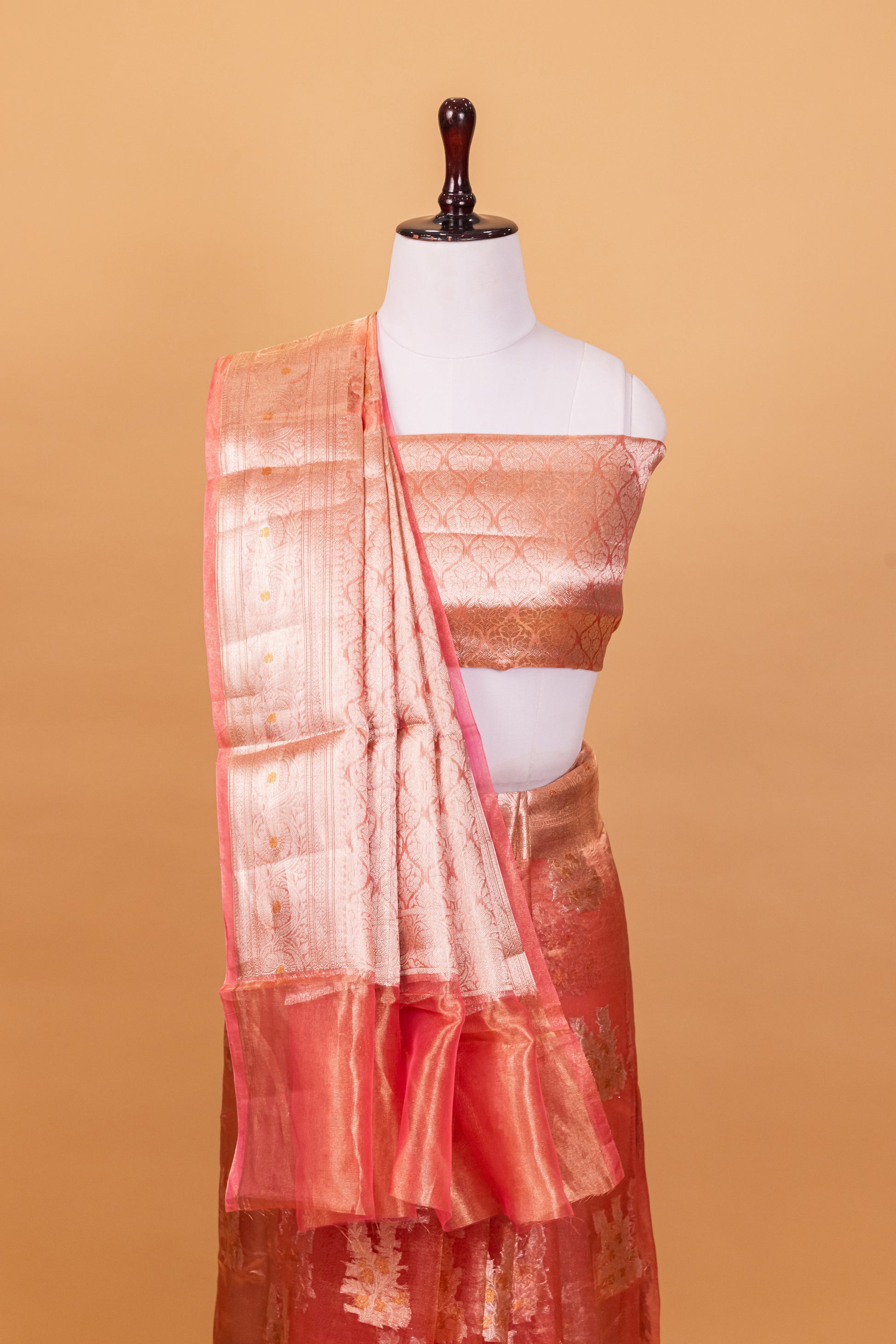 Pink Tissue Pure Silk Dyed Saree