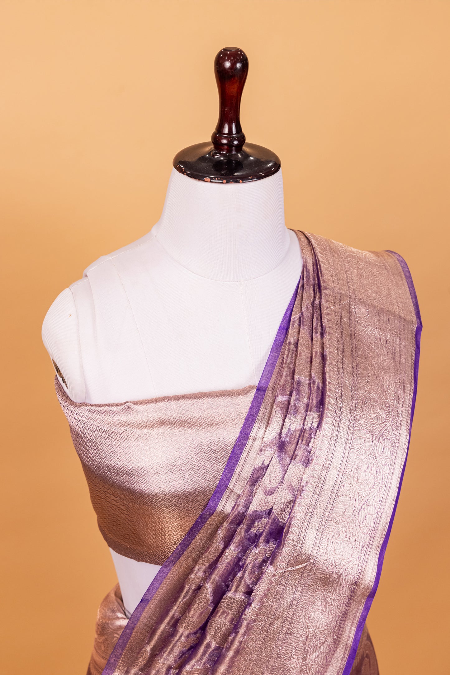 Purple Tissue Pure Silk Dyed Saree - Panaya 