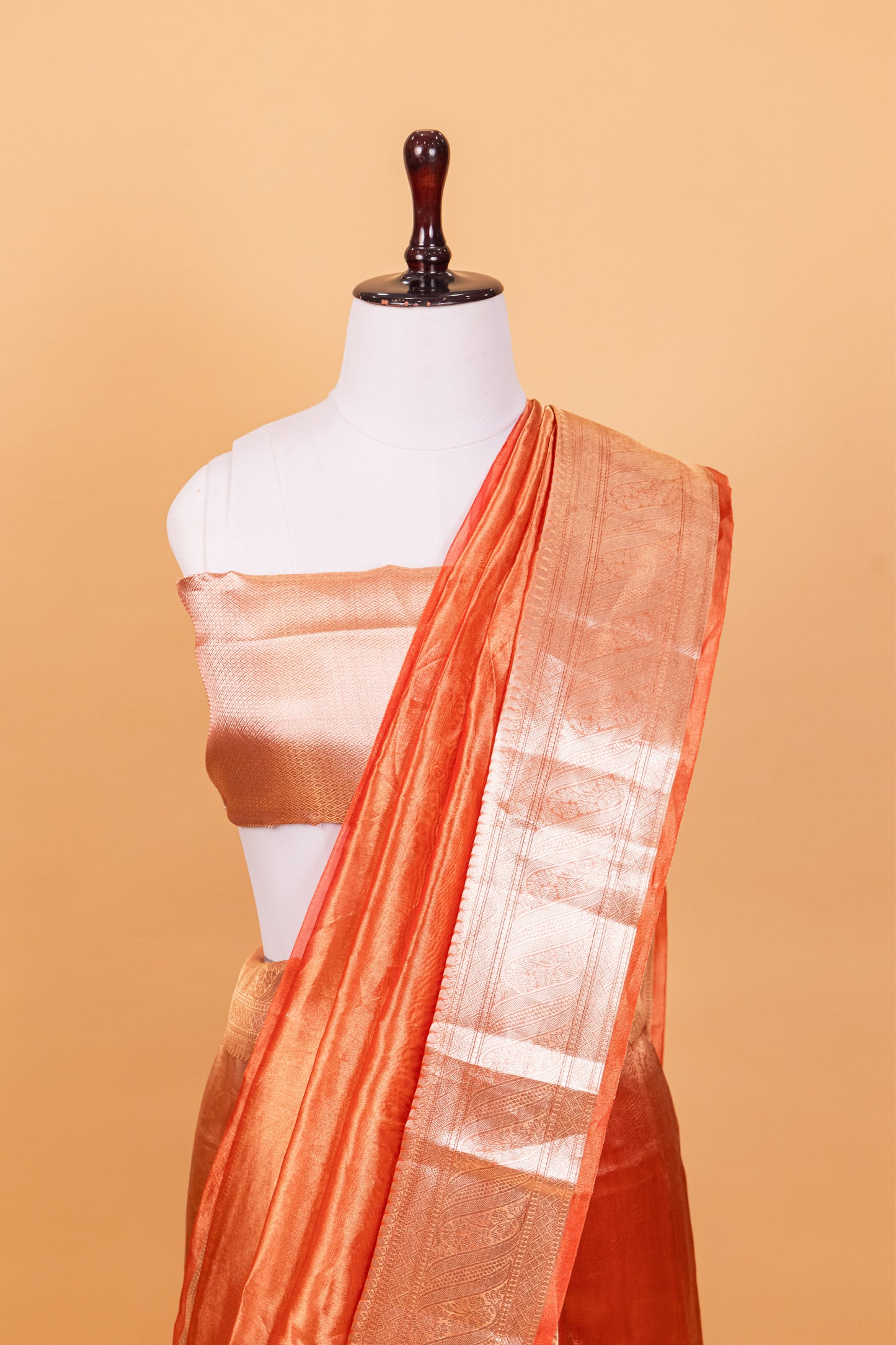 Copper Tissue Pure Silk Dyed Saree - Panaya 