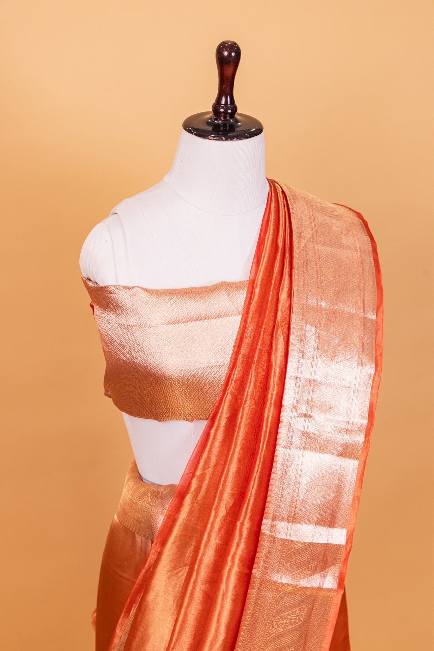 Copper Tissue Pure Silk Dyed Saree - Panaya 