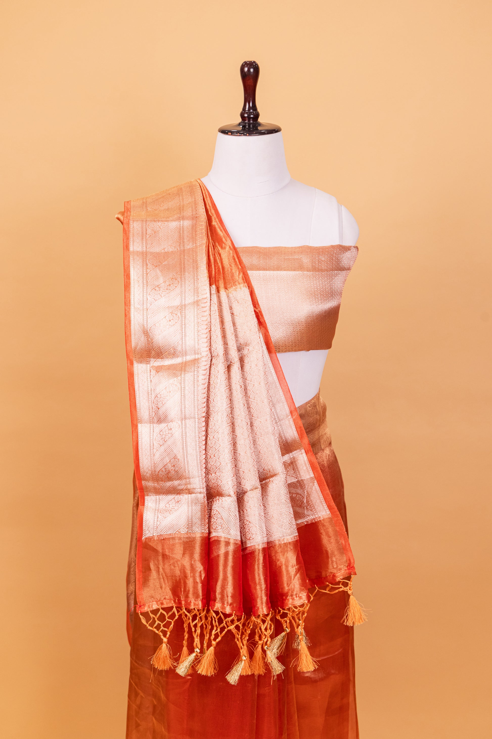 Copper Tissue Pure Silk Dyed Saree