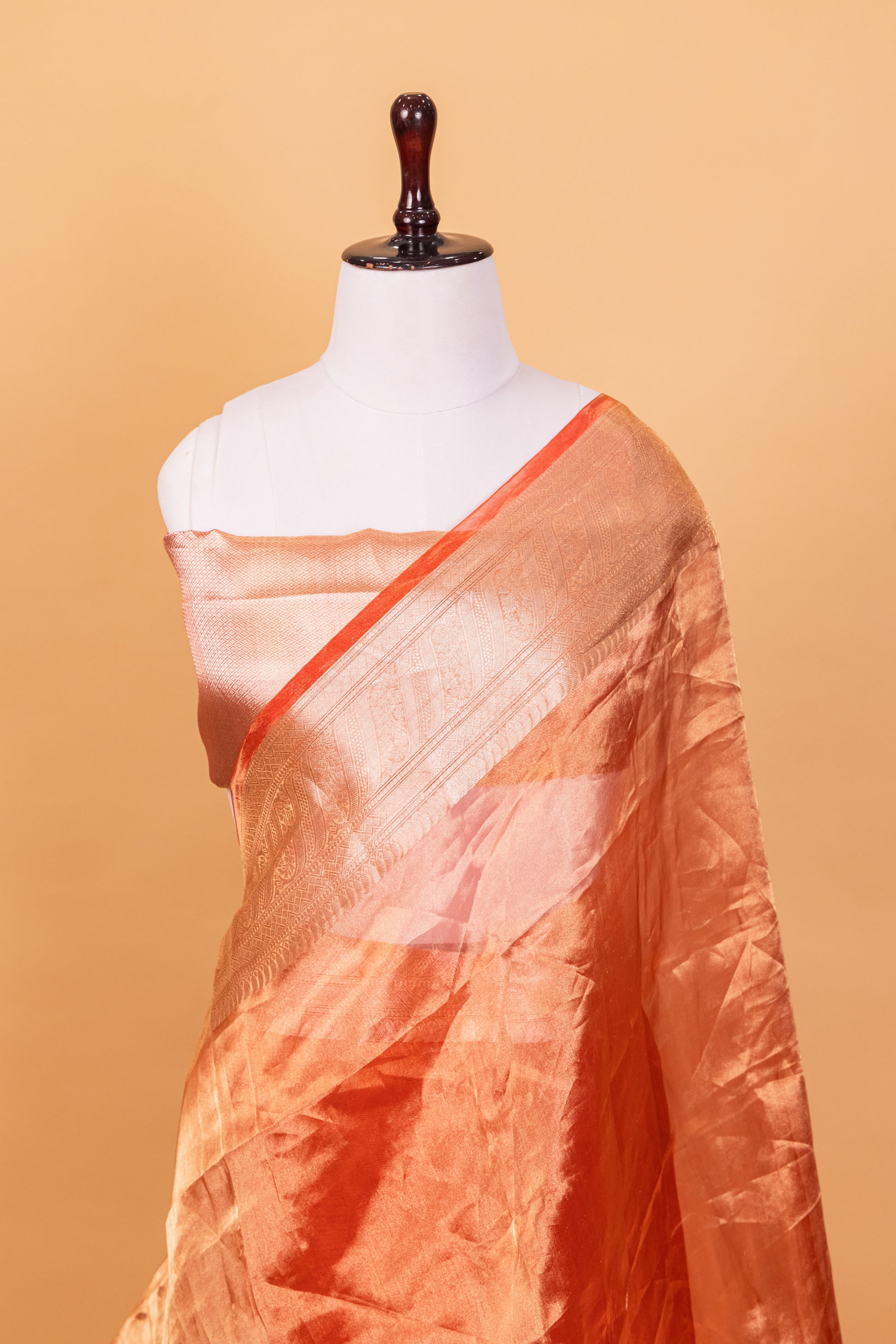 Copper Tissue Pure Silk Dyed Saree