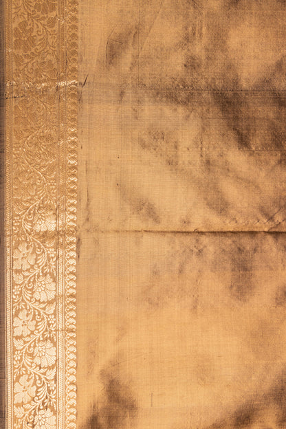 Khaki Katan Pure Silk Kadhwa Saree - Panaya 