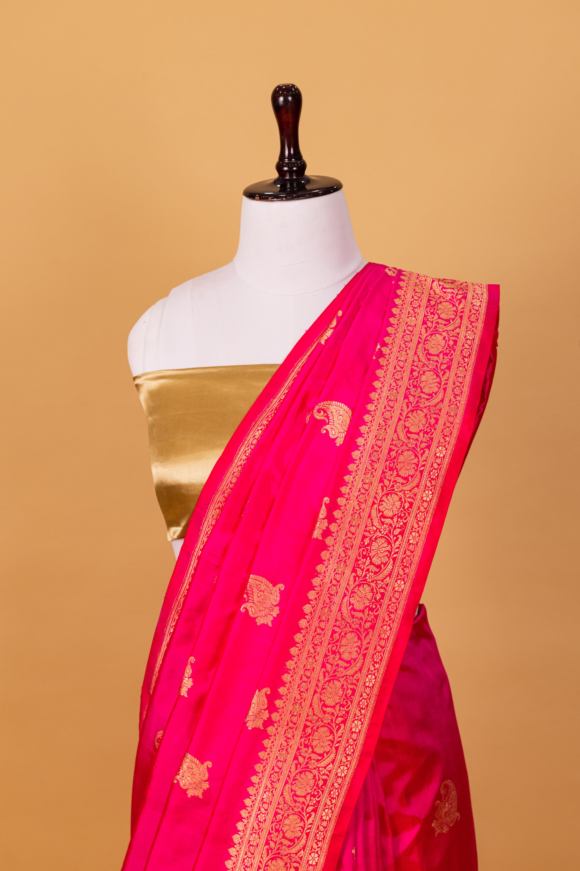 Rani Pink Katan Pure Silk Kadhwa Saree