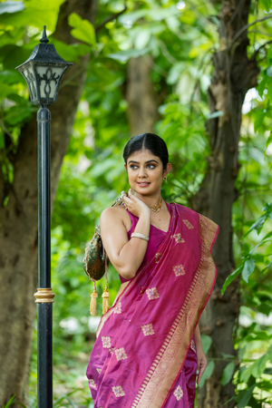 Magenta Katan Silk Saree — Kadwa Rombus Boota