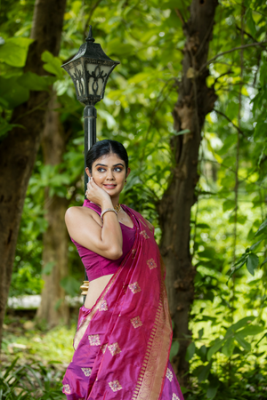 Magenta Katan Silk Saree — Kadwa Rombus Boota