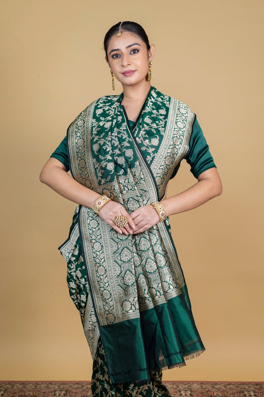 Banarasi Floral Zaal Work with Banarsi Anchal and Border