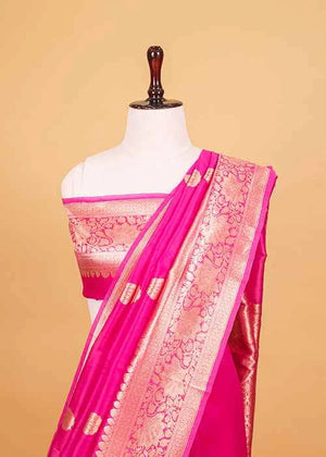 Dark Pink Katan Silk Saree — Kadwa