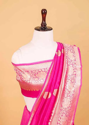 Dark Pink Katan Silk Saree — Kadwa