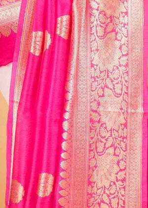 Dark Pink Katan Silk Saree — Kadwa