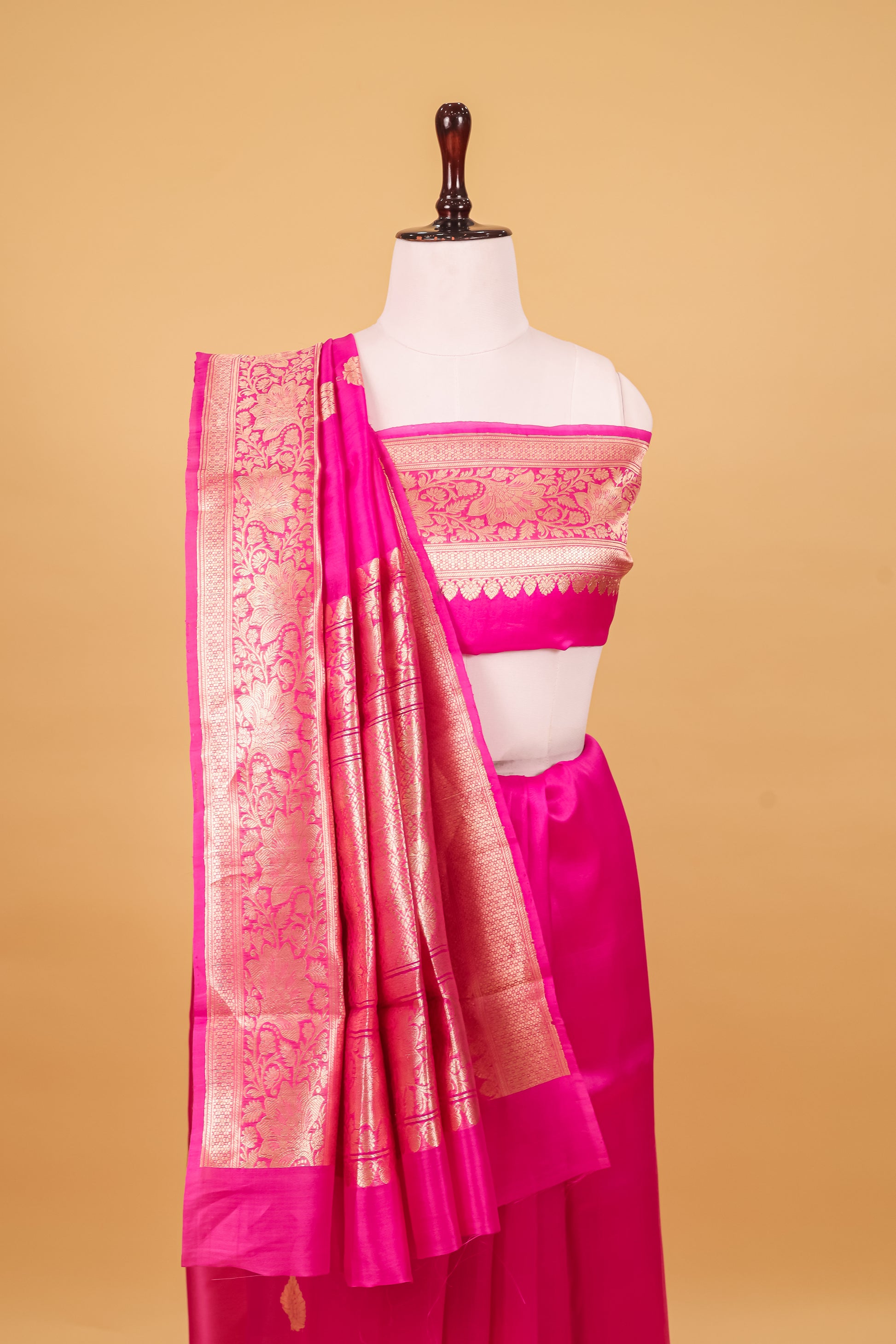 Rani Pink Organza Silk Kadhwa Saree