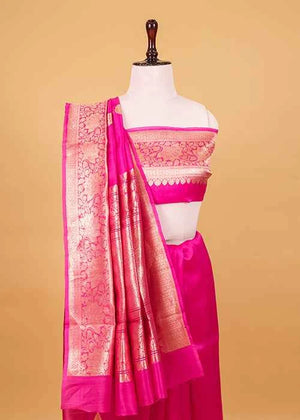 Dark Pink Katan Silk Saree — Kadwa