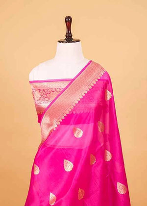 Dark Pink Katan Silk Saree — Kadwa