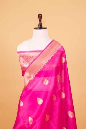 Dark Pink Katan Silk Saree — Kadwa Booti