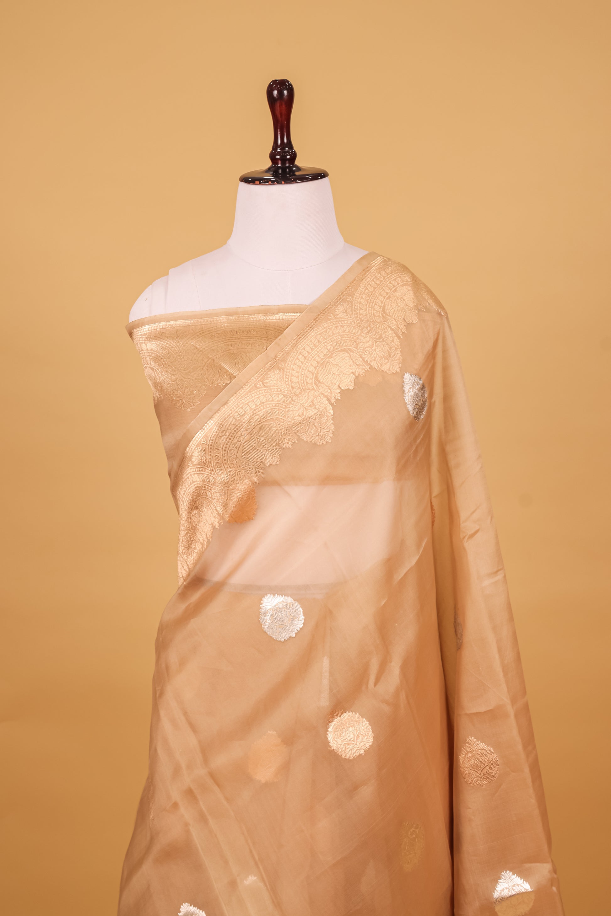 Gold Organza Silk Kadhwa Saree