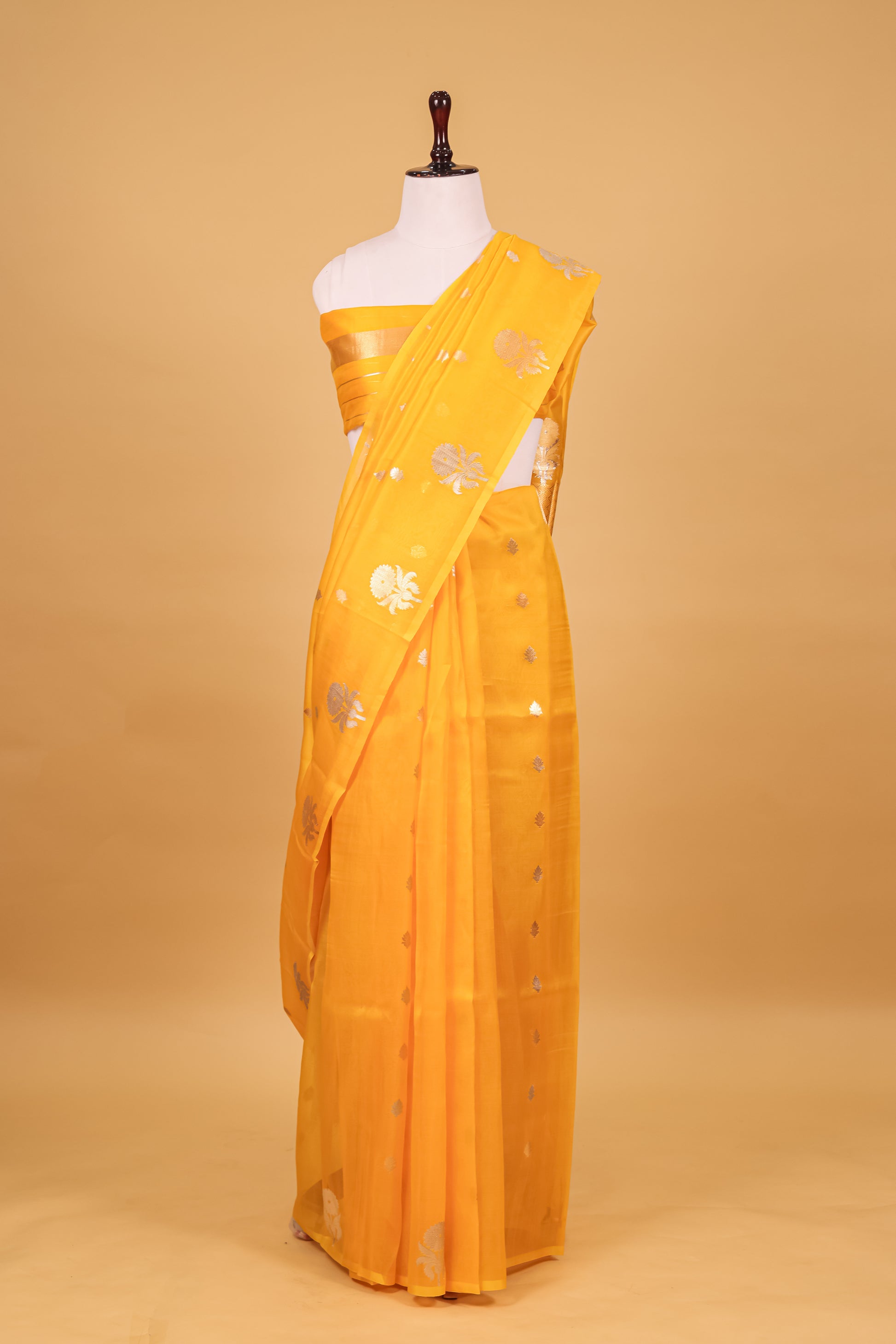 Yellow Organza Silk Kadhwa Saree