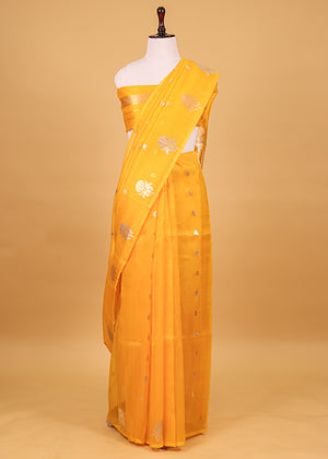 Yellow Organza Silk Saree — Kadwa Boota