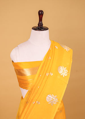 Yellow Organza Silk Saree — Kadwa Boota