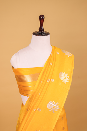 Yellow Organza Silk Saree — Kadwa Boota