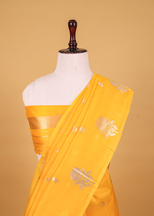 Yellow Organza Silk Saree — Kadwa Boota