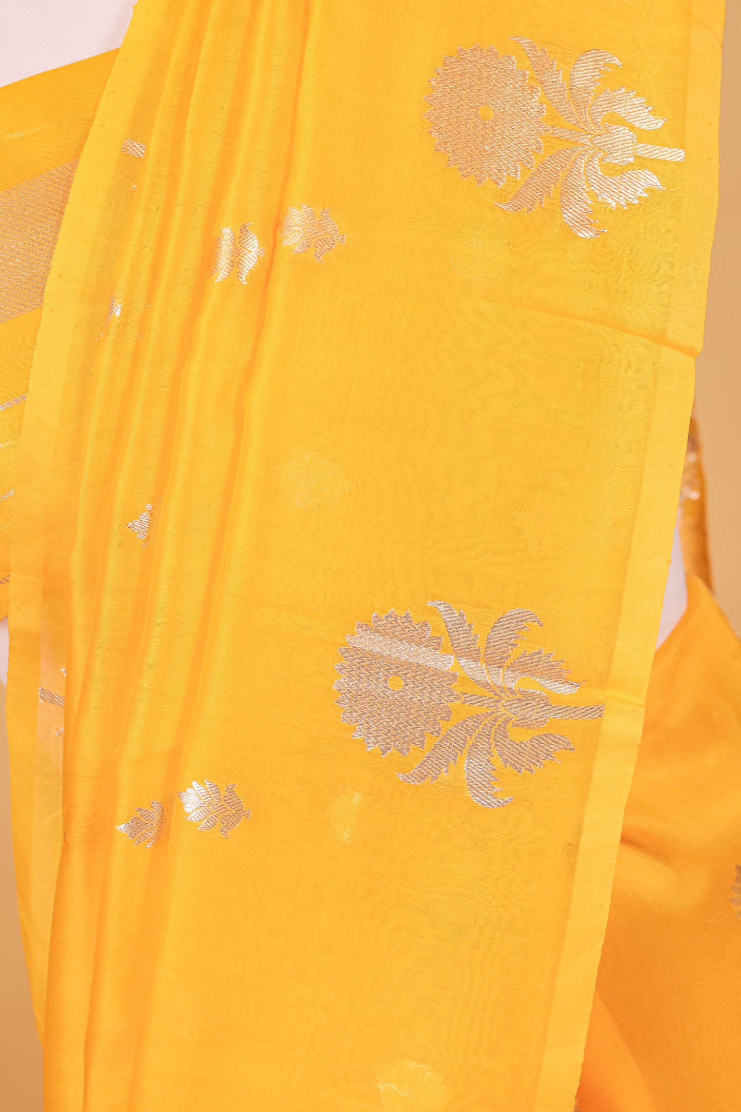 Yellow Organza Silk Kadhwa Saree - Panaya 