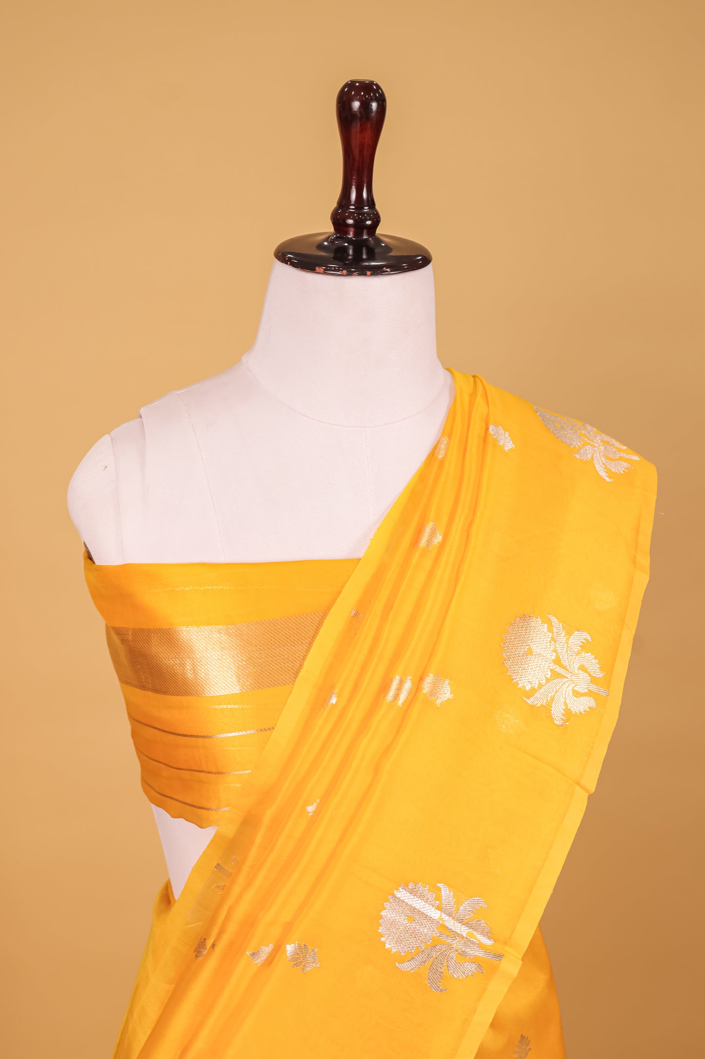 Yellow Organza Silk Kadhwa Saree - Panaya 