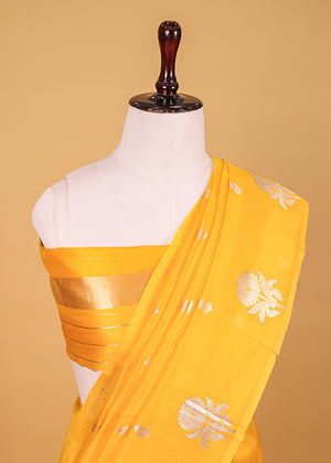 Yellow Organza Silk Saree — Kadwa Boota