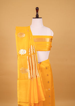 Yellow Organza Silk Saree — Kadwa Boota