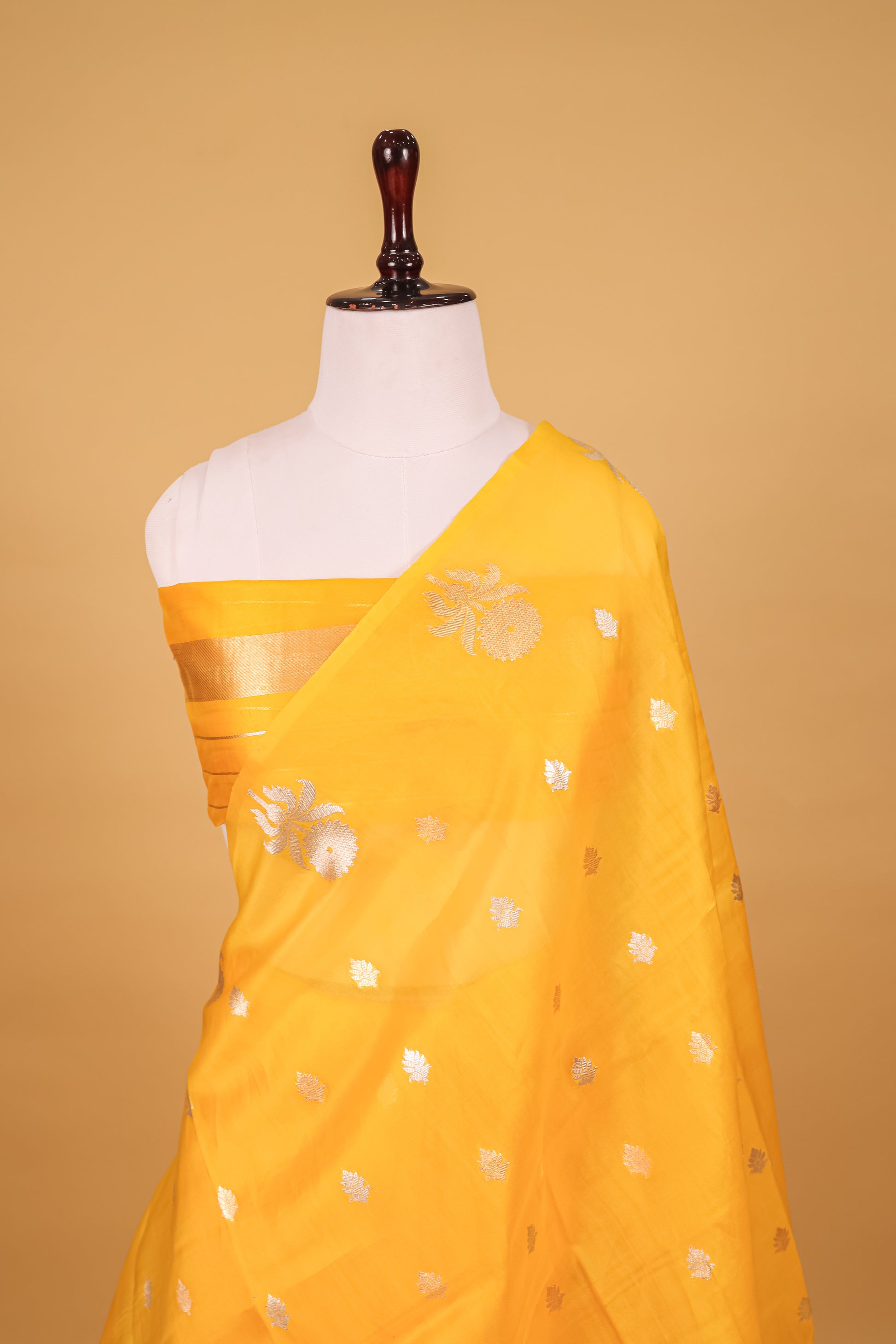 Yellow Organza Silk Kadhwa Saree