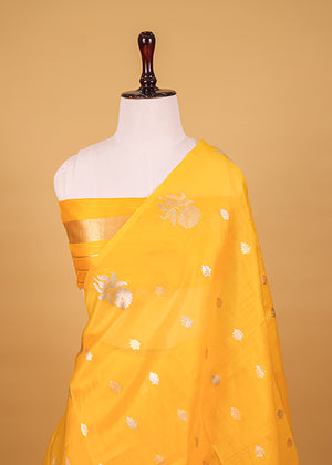 Yellow Organza Silk Saree — Kadwa Boota