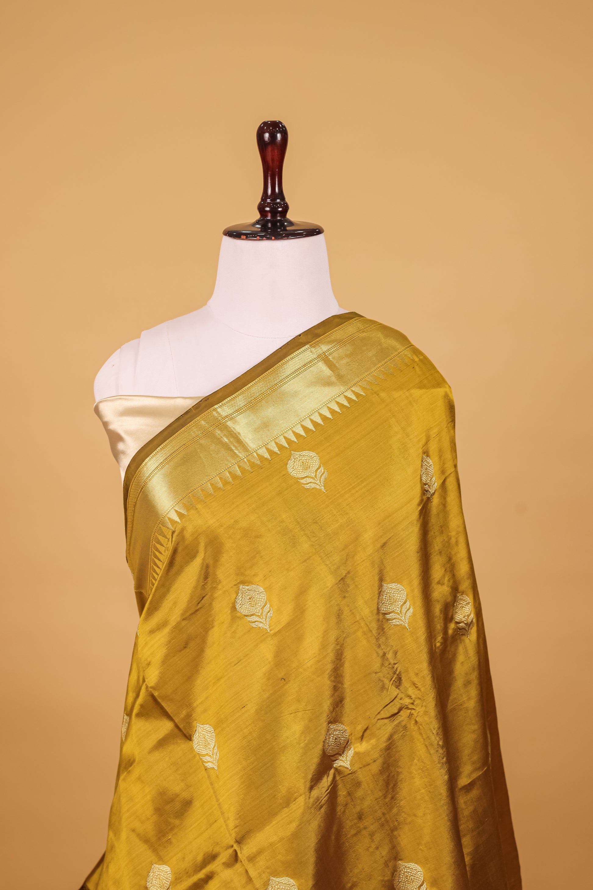 Gold Katan Pure Silk Kadhwa Saree