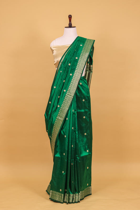 Green Katan Pure Silk Kadhwa Saree - Panaya 