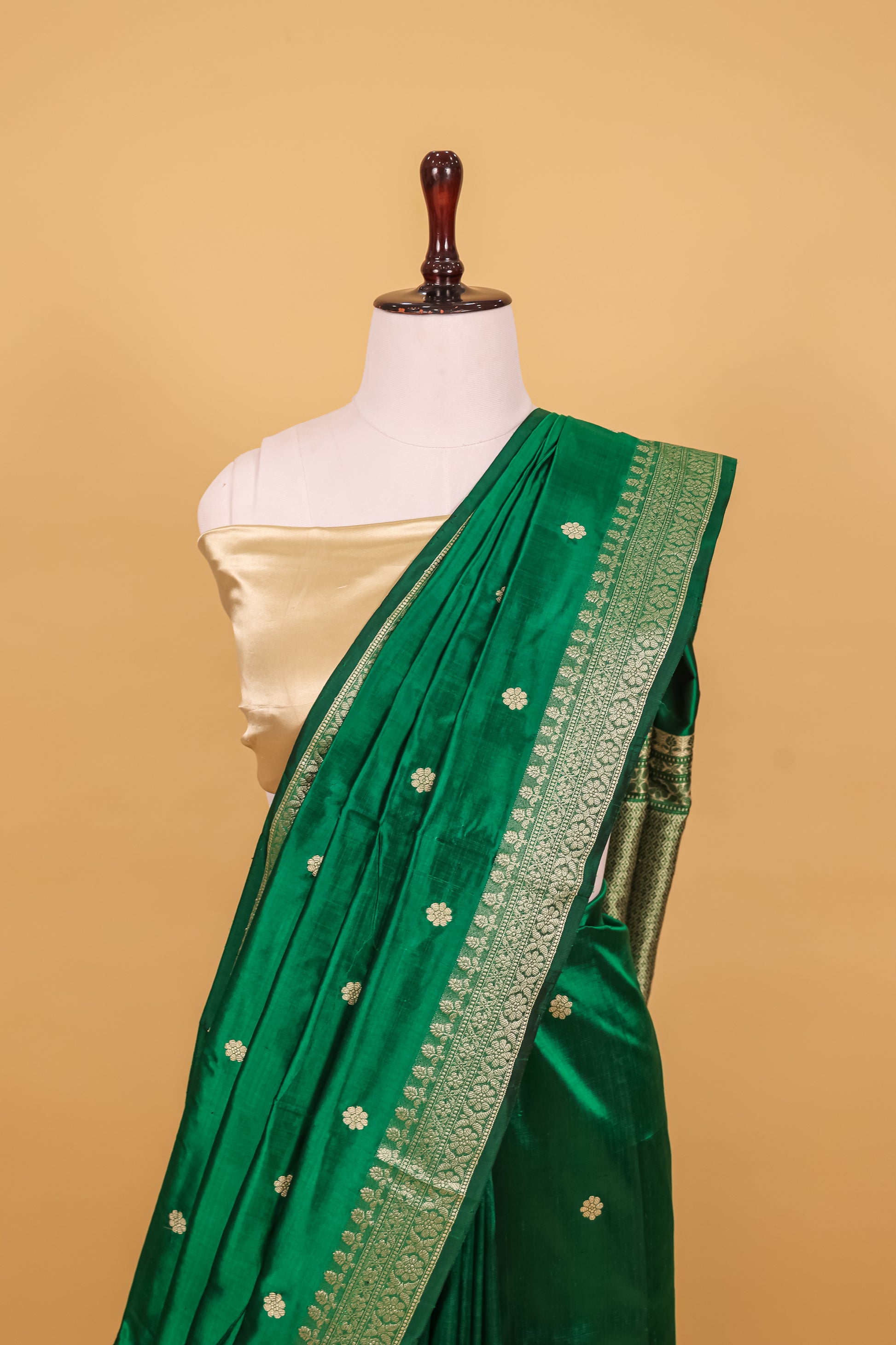 Green Katan Pure Silk Kadhwa Saree