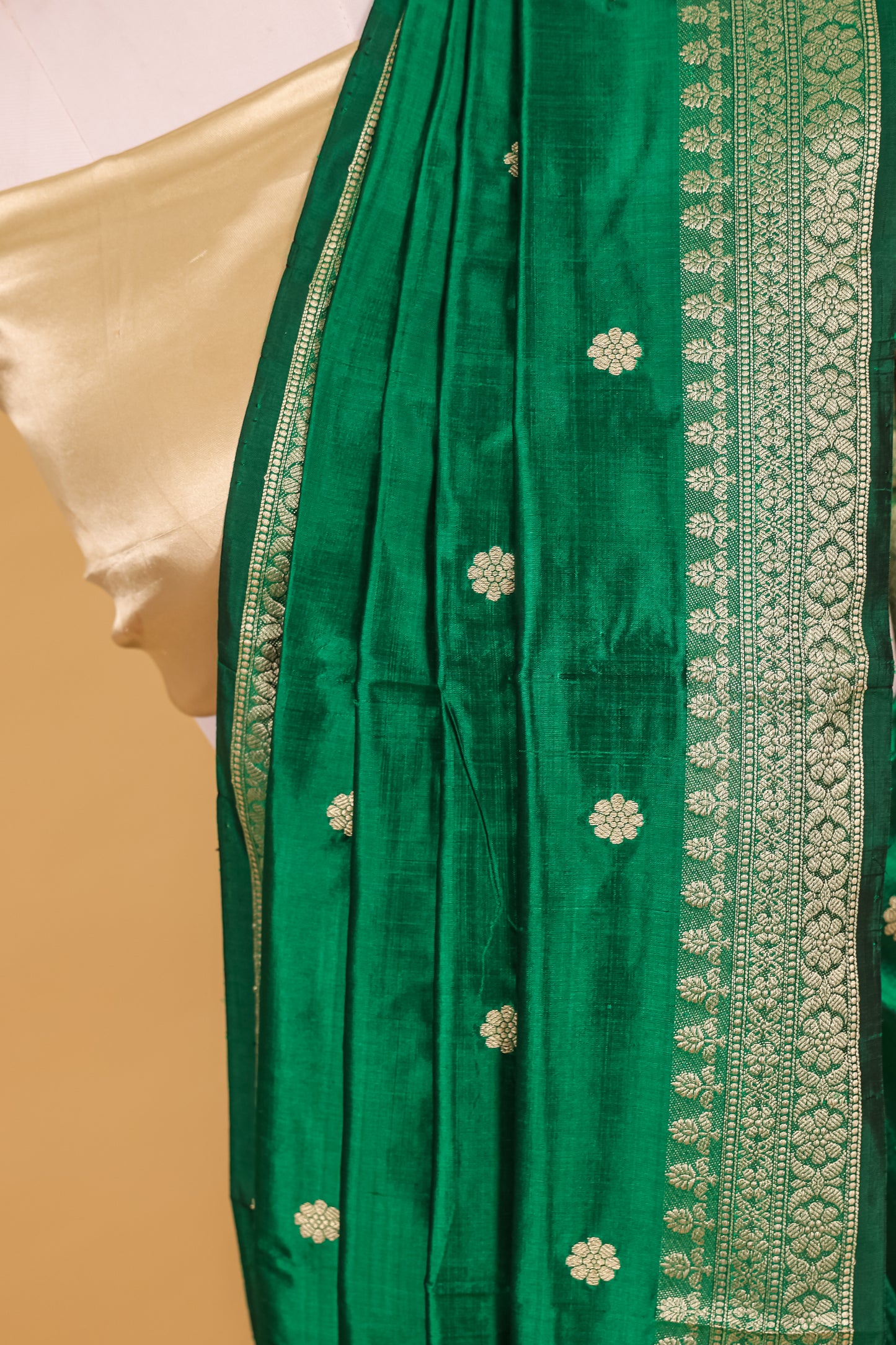 Green Katan Pure Silk Kadhwa Saree - Panaya 