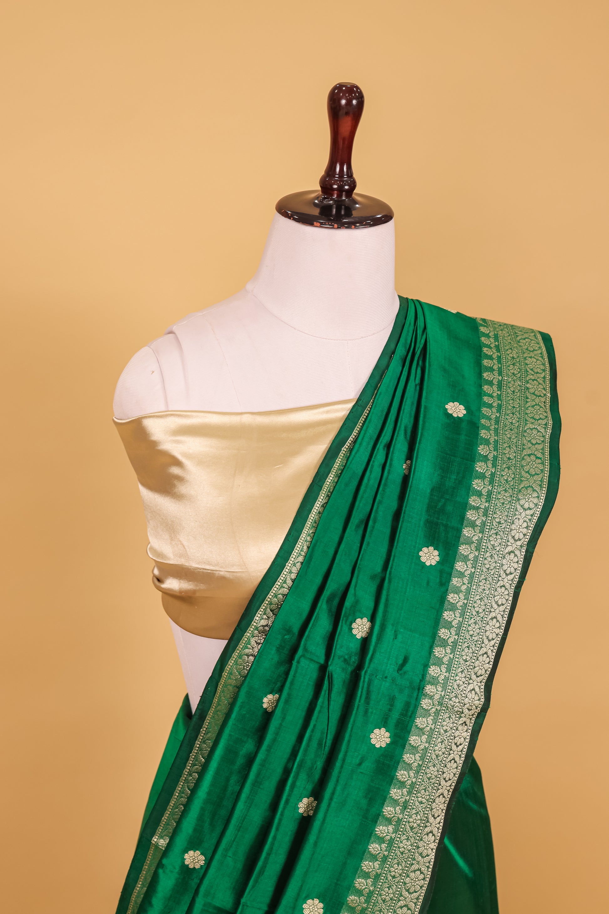 Green Katan Pure Silk Kadhwa Saree