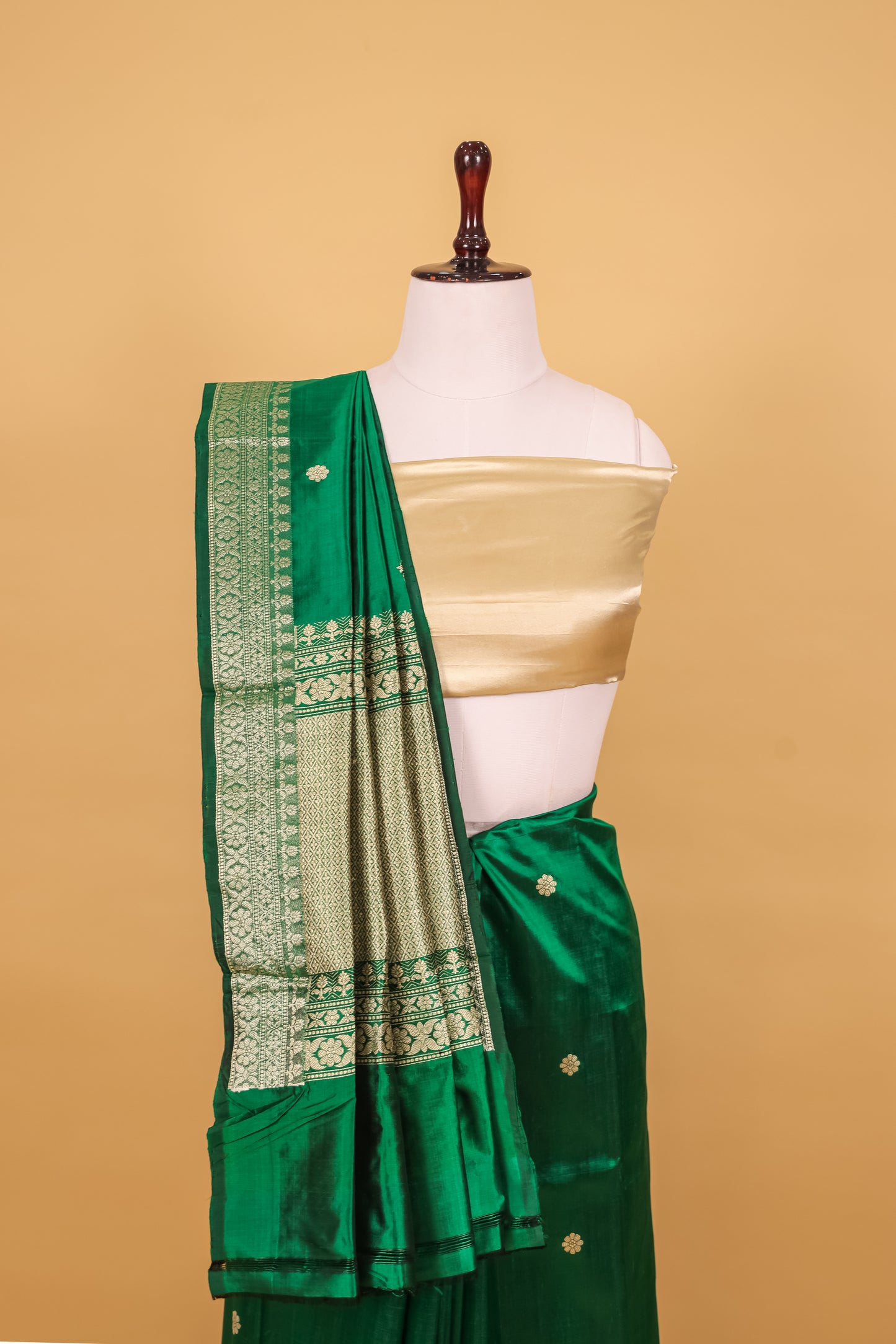 Green Katan Pure Silk Kadhwa Saree - Panaya 