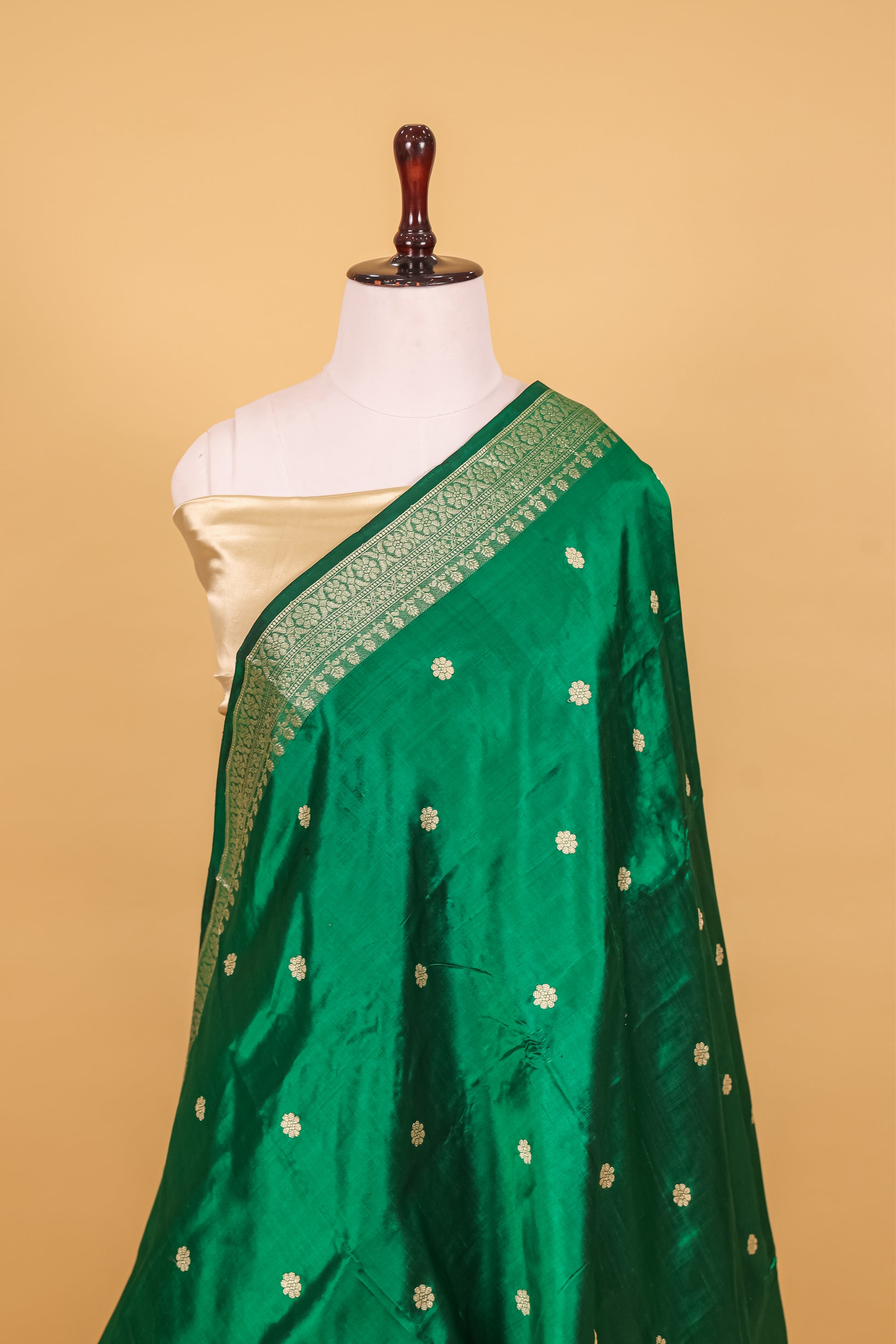 Green Katan Pure Silk Kadhwa Saree