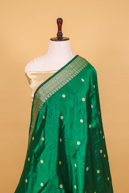 Green Katan Pure Silk Kadhwa Saree - Panaya 