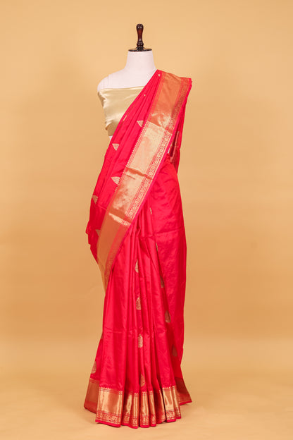 Rani Pink Katan Pure Silk Kadhwa Saree - Panaya 