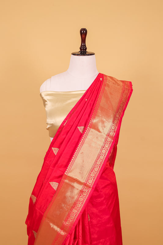 Rani Pink Katan Pure Silk Kadhwa Saree - Panaya 