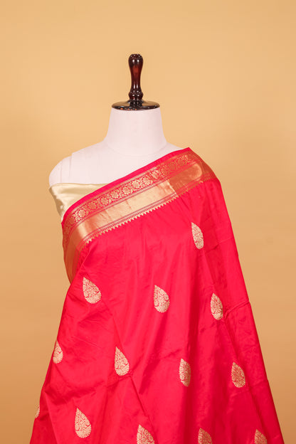 Rani Pink Katan Pure Silk Kadhwa Saree